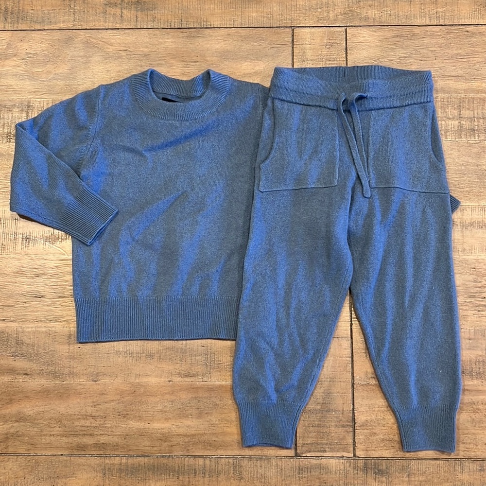 NAADAM Kid's Cashmere Crewneck Jogger Set - Slate Blue